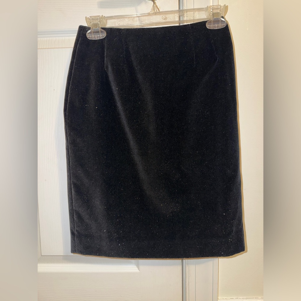 SPARKLY Liz Claiborne 90s Black velour Pencil Skirt